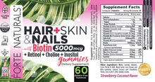 Load image into Gallery viewer, Hair Skin & Nails Gummies with Biotin 5000mcg Supplement