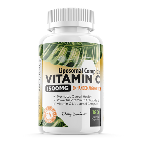 FORTE NATURALS High Dose Vitamin C 1500mg Liposomal Complex 180 veggie caps 90 day supply High Potency C Vitamin Supplement online