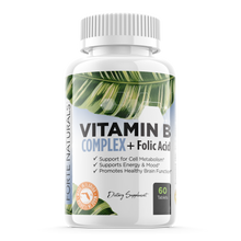 Load image into Gallery viewer, FORTE_NATURAL_Vitamin_B_Complex_B1 Thiamin_B2_Riboflavin_B3_Niacin_Supplement_B5_B6_Folic_Acid_Natural_Energy_B12_Cyanocobalamin_Biotin_supplements_for_hair_skin_nails_tablets