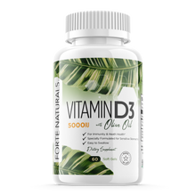 Load image into Gallery viewer, Vitamin D3 5,000 IU 125mcg with Organic Olive Oil 60 soft gels