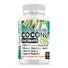Load image into Gallery viewer, FORTE NATURALS Coconut Oil Supplements for GLP-1 Gut Health Support for Nausea Specially Formulated for Sensitive Stomachs, No Nausea Formula No Tummy Trouble Supplements Digestive Support, MCT Oil Made in USA 60 Softgels
