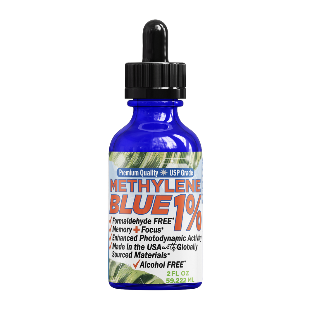 METHYLENE BLUE Pharmaceutical Grade USP, 3rd Party Tested for Purity No Formaldehyde, Made in USA, 50mL 2 oz glass bottle FORTE NATURALS Methylene Blue 1% Oral Drops for Humans