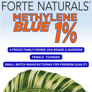 METHYLENE BLUE Pharmaceutical Grade USP, 3rd Party Tested for Purity No Formaldehyde, Made in USA, 50mL 2 oz glass bottle FORTE NATURALS Methylene Blue 1% Oral Drops for Humans