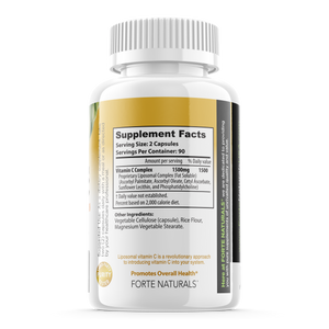 BUY High Dose Vitamin C 1500mg FORTE NATURALS LIPOSOMAL COMPLEX Supplement supplement fact panel ingredients