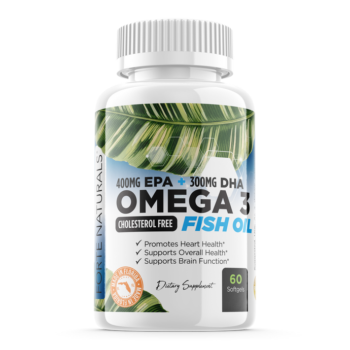 FORTE NATURALS Omega 3 High Potency Fish Oil 800mg EPA 600mg DHA Blood Flow Supplement For Men Cardio Circulation ED Support